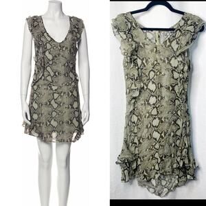 Pam Gela Revolve snake print ruffle trim sleeveless mini dress‎ size 4